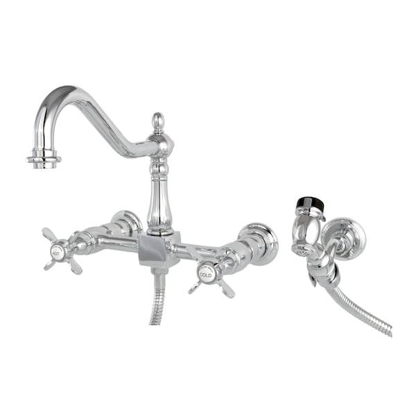 KS1241BEXBS 8" Centerset Wall Mount Kitchen Faucet with Brass Sprayer